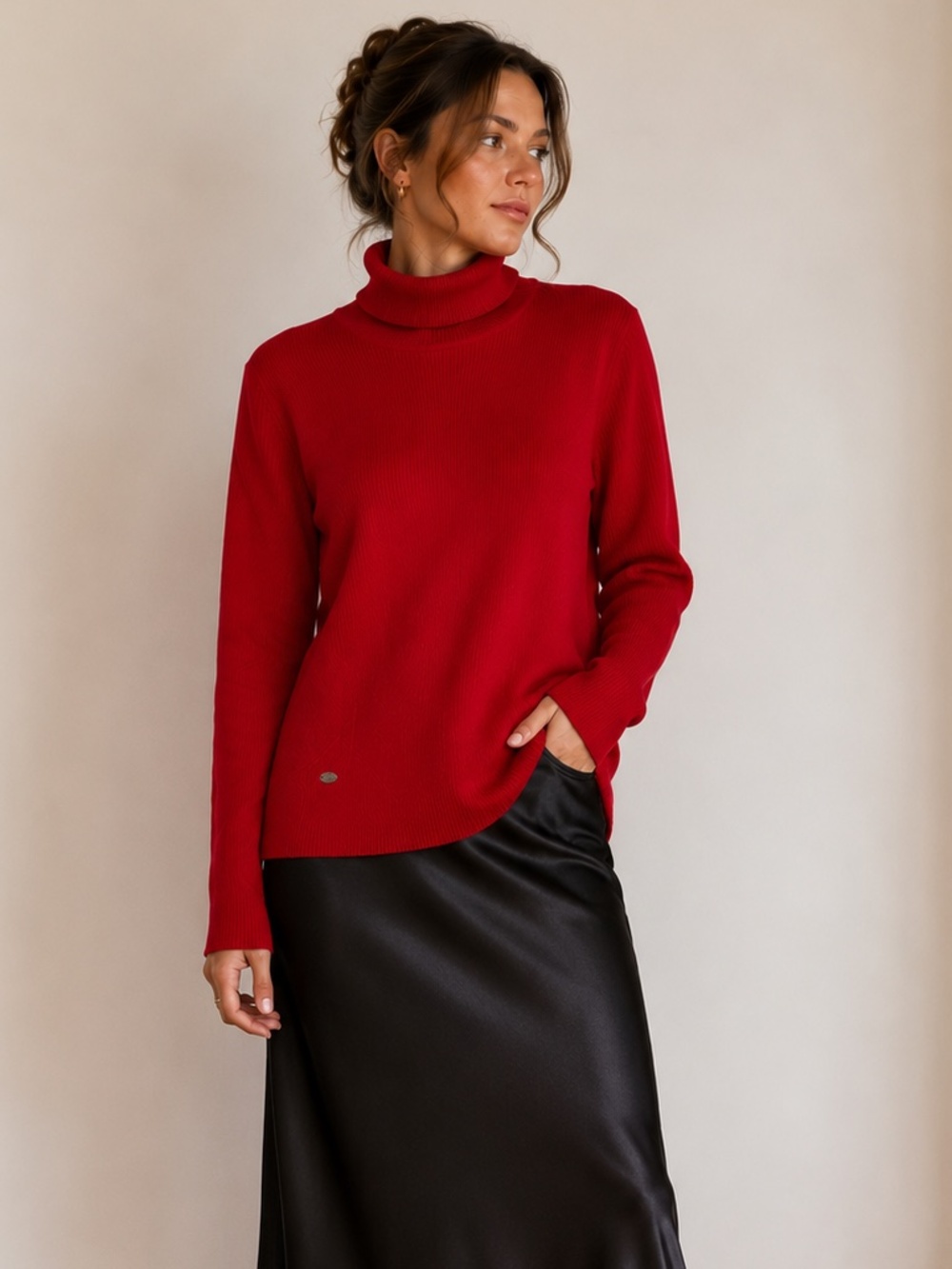 Lauren Ralph Lauren Red Ribbed Turtleneck Sweater XL